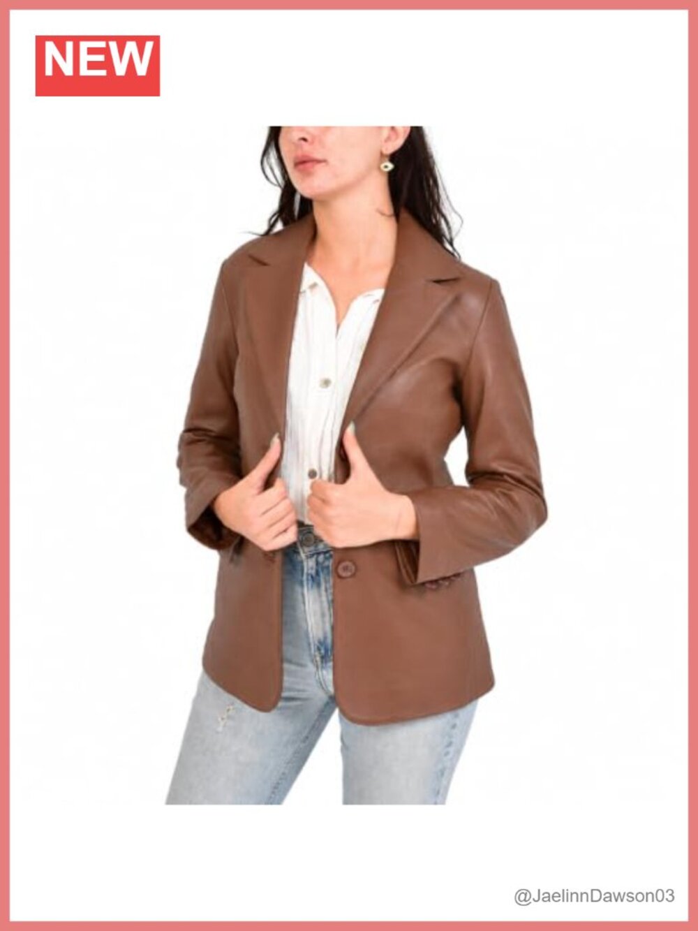 Genuine Lambskin Leather Blazer Womens 2 Button Suit Jacket